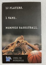 CBK Memphis Tigers 2001-02 Men’s Basketball Schedule Card