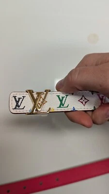 Cinturón ajustado Louis Vuitton blanco multicolor hebilla dorada 85 Foto 1 de 4