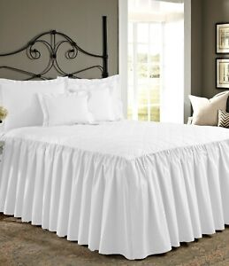 1 Piece 800tc Egyptian Cotton Quilted Ruffle Bed Spread 30" drop all sizes color