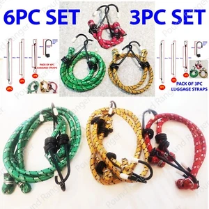 Heavy Duty Stretch Bungee Luggage Cord Set ELASTIC Hook Straps Caravan Car Roof - Picture 1 of 9