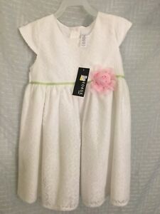 GEORGE Baby Infant Girls Dress Size 5T NEW White Lace Pink Flower Easter Spring