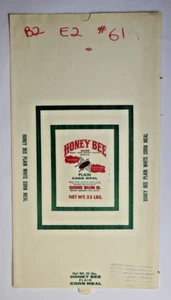 X LARGE Vintage Paper Sack Bag - HONNEY BEE CORN MEAL, EXCHANGE MILLING, VA 1996 - Picture 1 of 1