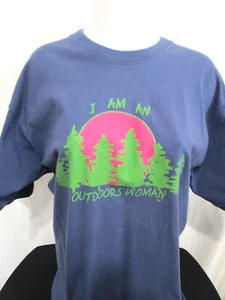 T-shirt donna blu "Sono una donna all'aperto" taglia XL - Foto 1 di 12