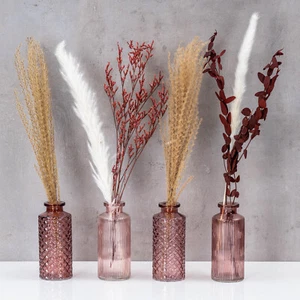4er Set Vase Rosa Grün H13cm Glas Blumenvase Tischdeko Blumendeko Glasvase Deko - Bild 1 von 34