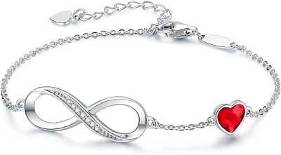 Pulsera de eslabones con dije de corazón infinito para mujer, brazalete de muñeca plateado regalo de Navidad Foto 1 de 3