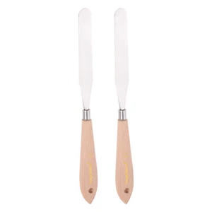 2pcs No.17 Painting Palette Knives Stainless Steel Spatula Beech Wood Handle - Picture 1 of 7