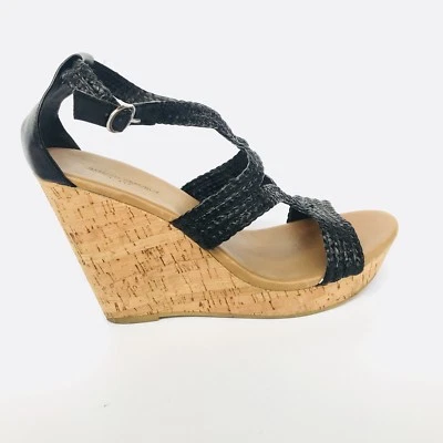 Sandalias Banana Republic negras plataforma cuña corcho tiras zapatos mujer talla 9 M Foto 1 de 4