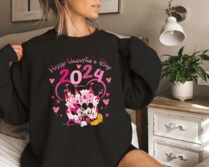 Happy Valentines Day 2024 Sweatshirt Mickey and Minnie Valentines Day Lover - Picture 1 of 10