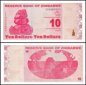 Zimbabwe 10$ Ten Dollars 2009 #P94 AU - Picture 1 of 1