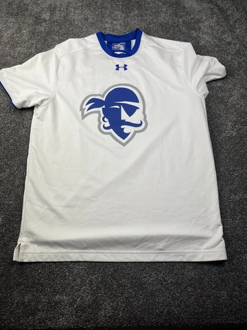 Under Armour Shirt Mens Size Medium Heat Gear Seton Hall Pirates  White & Blue Cover