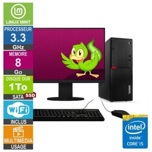Lenovo M710T i5-6400 3.30GHz 8Go/1To SSD Wifi LINUX MINT + Ecran 22 - Photo 1/1