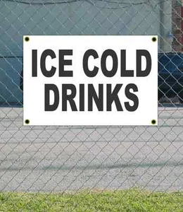2x3 ICE COLD DRINKS Black & White Banner Sign NEW Discount Size Price FREE SHIP - Picture 1 of 3