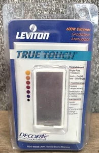Leviton Touch Dimmer Switch Decora Incandesent White 620-6606-AW 600W 1-pole - Picture 1 of 3