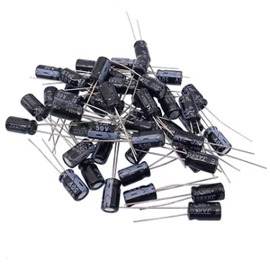 Condensadores electrolíticos de stock de EE. UU. 50 piezas 47uF 47mfd 50V +105 °C radiales 6 x 11 mm - Imagen 1 de 4
