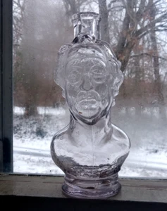 GRANGER EMB FIGURAL BUST 1870s HAIR OIL OR COLOGNE BOTTLE FRANCIS GRANGER - Picture 1 of 10