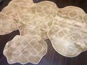 X ROMANY WASHABLE GYPSY MATS THICK 4PC SET NON SLIP GERMAN DESIGN BEIGE CARPETS - Picture 1 of 4