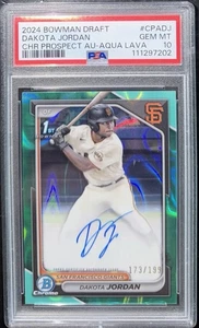 2024 Bowman Draft DAKOTA JORDAN 1st Auto Aqua Lava /199 PSA 10 - Picture 1 of 2