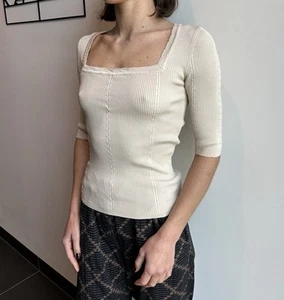 Claudie Pierlot Viskose Strick Top Pullover Gr. 1 beige - Bild 1 von 11