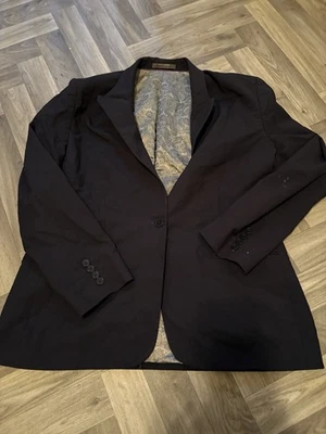 Simon Jersey Women’s Black Suit Jacket With Paisley Lining Size UK16 — 第 1/4 张图片