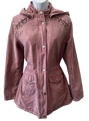 Chaqueta Carga CoffeeShop NY Centel L Rosa Capucha A Presión y Cremallera Frontal 2 Bolsillos Encaje Foto 1 de 4