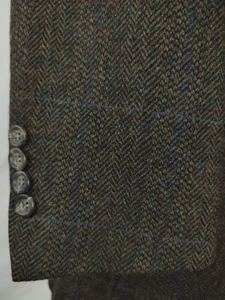 Hart Schaffner Marx Mens 42L Teal Blue Purple Check Tweed Brown Wool Sport Coat - Picture 1 of 17