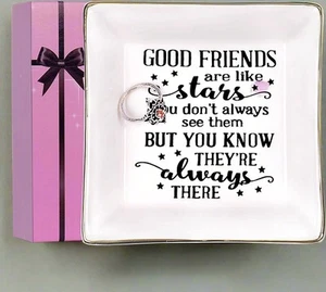 Ceramic Ring Dish Decorative Trinket Plate for Good Friends - Picture 1 of 3