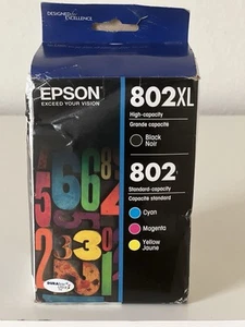 GENUINE EPSON 802XL BLACK + COLOR INK CARTRIDGES T802520 Date 03/2023 - Bild 1 von 6