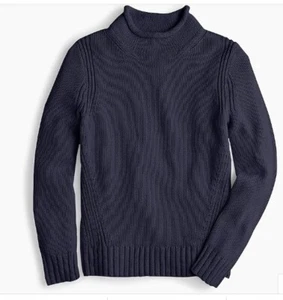 NWT $90 J.Crew Rollneck 100% Cotton Navy Blue Knit Sweater 2X Long sleeve - Picture 1 of 14