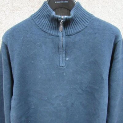 LL BEAN MENS COTTON ZIPPED CREW NECK JUMPER SIZE LARGE REF (NC00427) - Image 1 of 4
