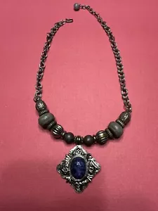 Necklace With Lapis Pendant 16” Long - Picture 1 of 2