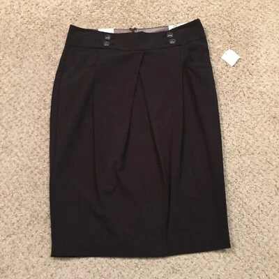 Antigua Falda Azul Marino Talla 6 Negra Hasta la Rodilla Abertura Lápiz Plisado Nueva Foto 1 de 4