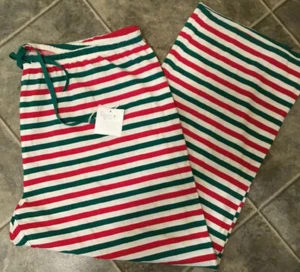 Pijamagrama Parte Inferior, Pantalones de Salón 3x Nuevos Rayas Verdes Rojas Navidad - Imagen 1 de 3