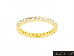 Genuine 0.50Ct Round Diamond Wedding Eternity Ring 10k Yellow Gold GH I1 Prong - Picture 1 of 3