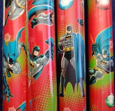 BATMAN DC Comics LOT of 4 ROLLS Christmas Gift Wrapping Paper 65 SQ FT EACH New - Image 1 of 4