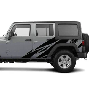 Graphics Distorted Stripe Car Sticker For Jeep Wrangler Rubicon Side Door Decals - Foto 1 di 4