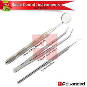 Juego de 3 Instrumentos Dentales Básicos Sonda Exploradora London College Alicate Espejo #5 - Imagen 1 de 4