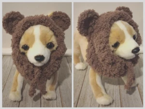 handmade crochet dog bear hood hat cat pet snood xs small chocolate brown - Picture 1 of 4