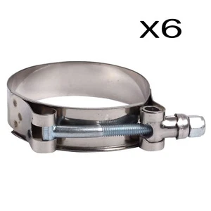 6 pcs 2.5" ID T-Bolt Hose Clamps Stainless Steel Turbo Intake Silicone Clamp - Picture 1 of 5