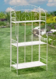 Regal Gartenregal Blumenregal Deko Blumenständer faltbar 3 Etagen antik weiß - Bild 1 von 2