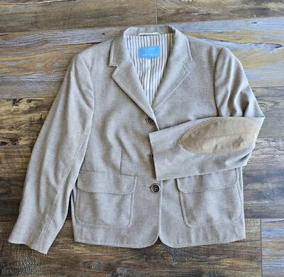 Chaqueta Blazer ESCADA Deportiva Mezcla Lana Codo Gamuza-Parche 3 Botones Marrón Mujer 42 Foto 1 de 4