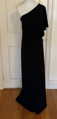 ALEXIA ADMOR MONO DE UN HOMBRO TALLA 10 NEGRO CREPÉ RN# 101287 Foto 1 de 4