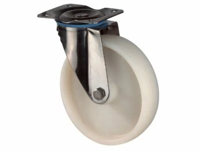 Acciaio Inox Rullo da Trasporto/Rotella Ø 80 MM, Ruota Plastica Bianco, Piastra - Bild 1 von 2