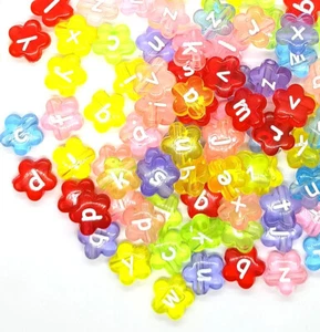 100 piezas surtido alfabetos de flores / letras cuentas de acrílico 11x4mm - Imagen 1 de 3