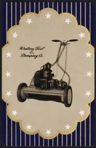 Vintage playing card WESTERN TOOL and STAMPING CO mower picture Des Moines Iowa - Picture 1 of 2