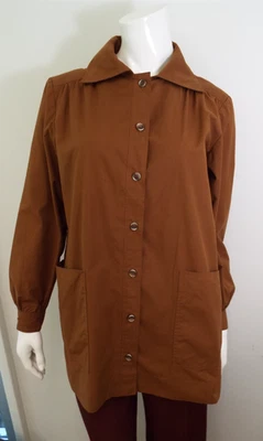 VTG 1970s Yves Saint Laurent Rive Gauche Brown Safari Blouse Shirt Jacket 42 YSL - Image 1 of 4