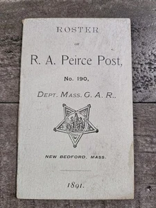 GAR NEW BEDFORD MASSACHUSETTS / PIERCE POST ROSTER - Picture 1 of 6