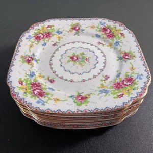 Set 7 piatti quadrati pane e burro Royal Albert "Petit Point" inutilizzati 6 1/8" Royal Albert - Foto 1 di 7