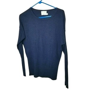 Michael Stars Sweater Dark Navy Blue Drop Shoulder Knit Wool Cashmere Blend 1 - Picture 1 of 7