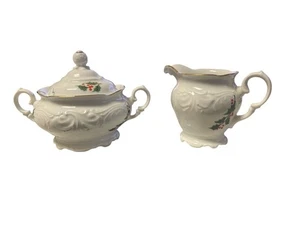 Vintage Royal Kent Holiday Poland Holly and Berries Sugar Bowl/Creamer Set - Picture 1 of 8