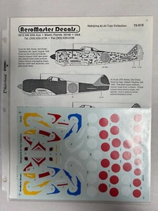 NEW Vtg AeroMaster 72-016 Nakajima Ki.44 War Model Airplane 1/72 Decal (ARY3) - Picture 1 of 3